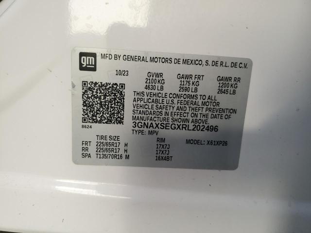 3GNAXSEGXRL202496 - 2024 CHEVROLET EQUINOX LS WHITE photo 13