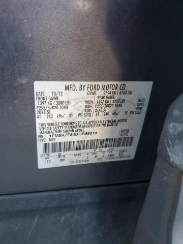 1FM5K7F84DGB59019 - 2013 FORD EXPLORER LIMITED GRAY photo 13