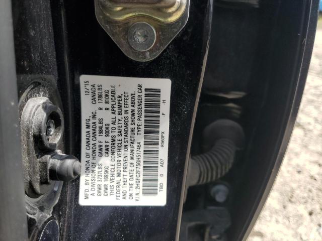 2HGFC2F75GH517464 - 2016 HONDA CIVIC EX Schwarz Foto 12