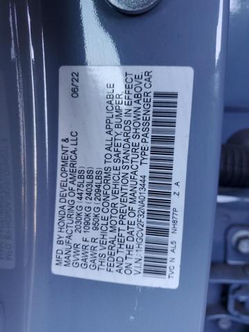 1HGCV2F32NA013444 - 2022 HONDA ACCORD SPORT GRAY photo 12