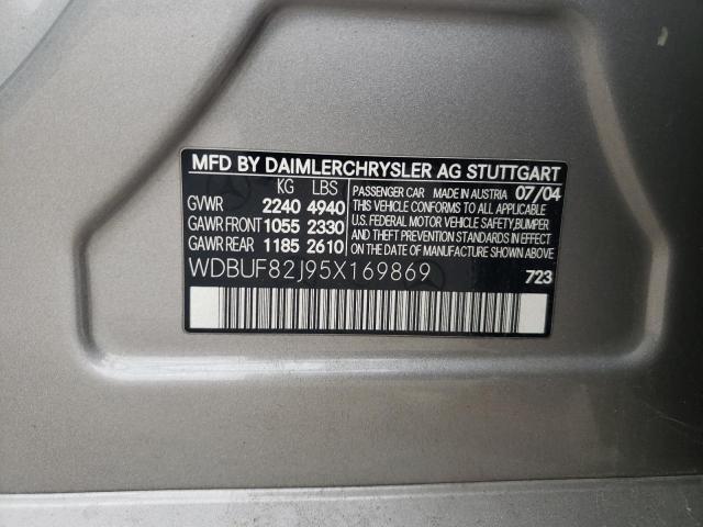 WDBUF82J95X169869 - 2005 MERCEDES-BENZ E 320 4MATIC GRAY photo 12