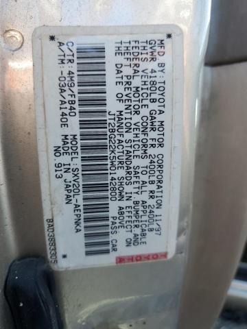 JT2BG22K5W0142800 - 1998 TOYOTA CAMRY CE ოქროსფერი ფოტო 12
