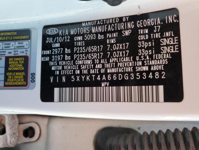 5XYKT4A66DG353482 - 2013 KIA SORENTO LX WHITE photo 13