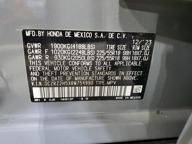 3CZRZ2H5XRM754990 - 2024 HONDA HR-V SPORT Сұр фото 13