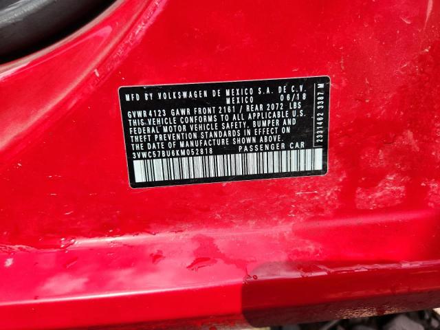3VWC57BU6KM052818 - 2019 VOLKSWAGEN JETTA S RED photo 12