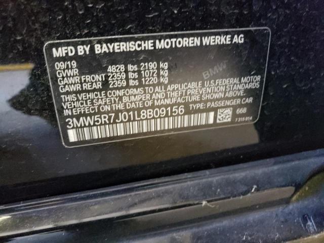 3MW5R7J01L8B09156 - 2020 BMW 330XI BLACK photo 12