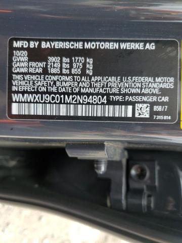 WMWXU9C01M2N94804 - 2021 MINI COOPER S GRAY photo 13