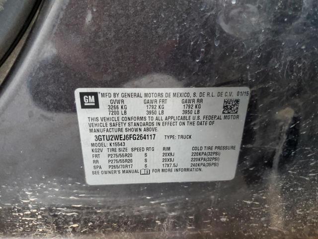 3GTU2WEJ6FG264117 - 2015 GMC SIERRA K1500 DENALI CHARCOAL photo 12