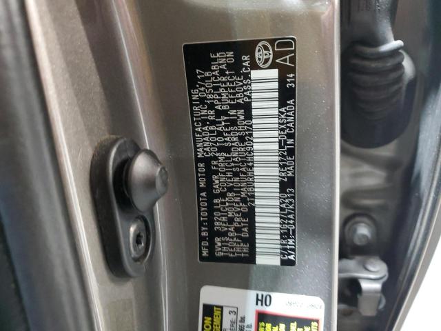 2T1BURHE4HC902170 - 2017 TOYOTA COROLLA L GRAY photo 12