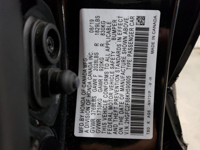 2HGFC2F88KH590605 - 2019 HONDA CIVIC SPORT 黑色 照片 12
