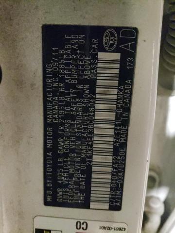 2T1KE4EE3BC048042 - 2011 TOYOTA MATRIX S WHITE photo 12