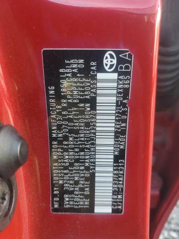 5YFBURHE3JP825670 - 2018 TOYOTA COROLLA L RED photo 12