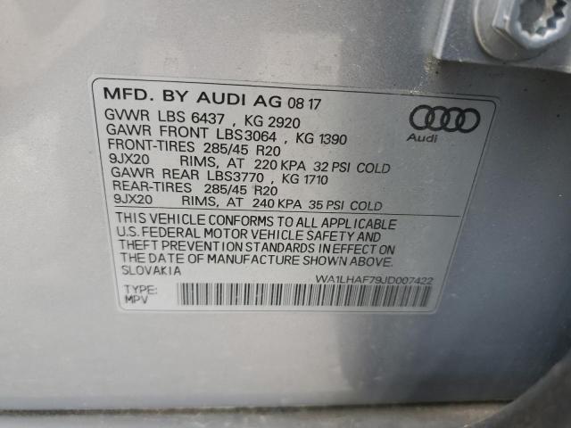 WA1LHAF79JD007422 - 2018 AUDI Q7 PREMIUM PLUS Silber Foto 13