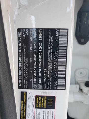 4JGDF7CE7DA218805 - 2013 MERCEDES-BENZ GL 450 4MATIC WHITE photo 13