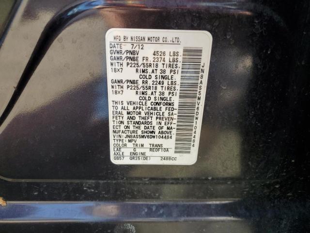 JN8AS5MV6DW104484 - 2013 NISSAN ROGUE S BLACK photo 13