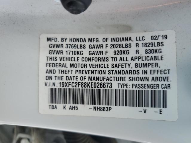 19XFC2F88KE026673 - 2019 HONDA CIVIC SPORT თეთრი ფოტო 12