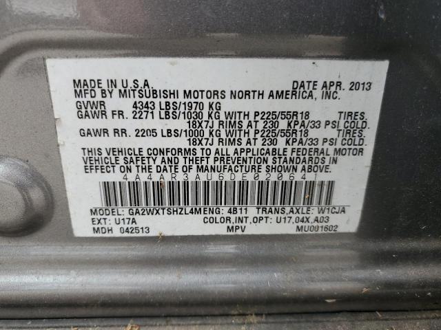 4A4AR3AU6DE020641 - 2013 MITSUBISHI OUTLANDER ES SILVER photo 13