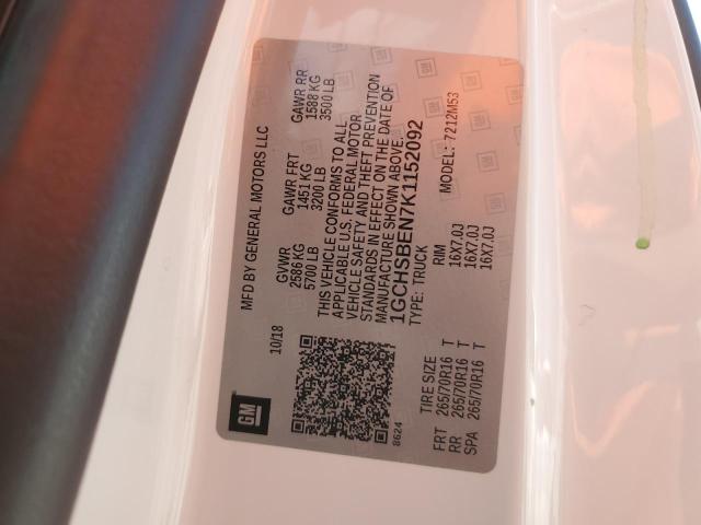 1GCHSBEN7K1152092 - 2019 CHEVROLET COLORADO WHITE photo 12