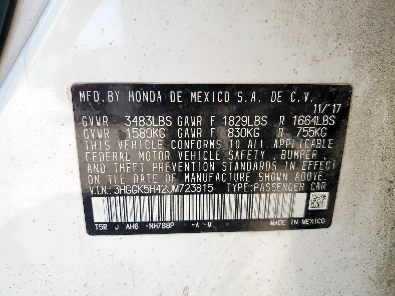 3HGGK5H42JM723815 - 2018 HONDA FIT LX Білий фото 13