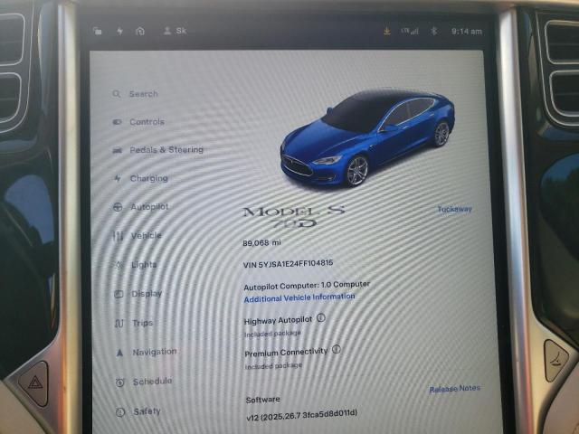 5YJSA1E24FF104815 - 2015 TESLA MODEL S أزرق صورة 9