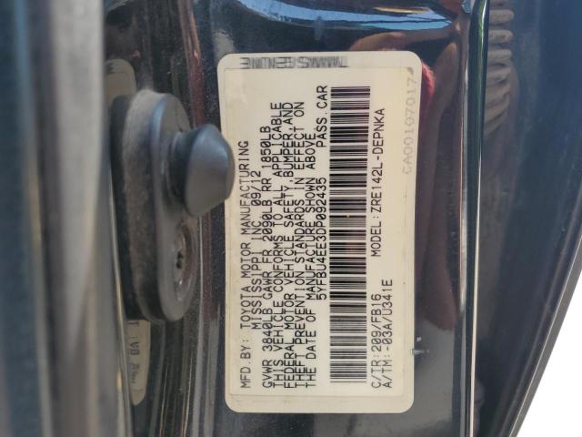 5YFBU4EE3DP092435 - 2013 TOYOTA COROLLA BASE Czarny zdjęcie 12