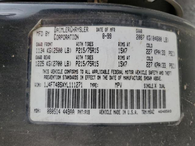 1J4FT48SXYL111271 - 2000 JEEP CHEROKEE SPORT BLACK photo 13