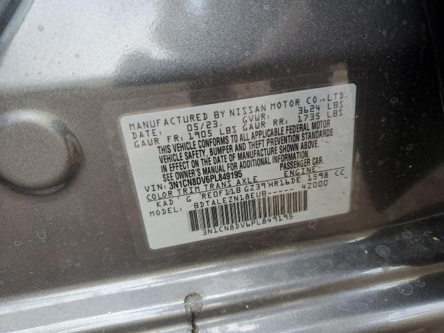 3N1CN8DV6PL849195 - 2023 NISSAN VERSA S GRAY photo 13