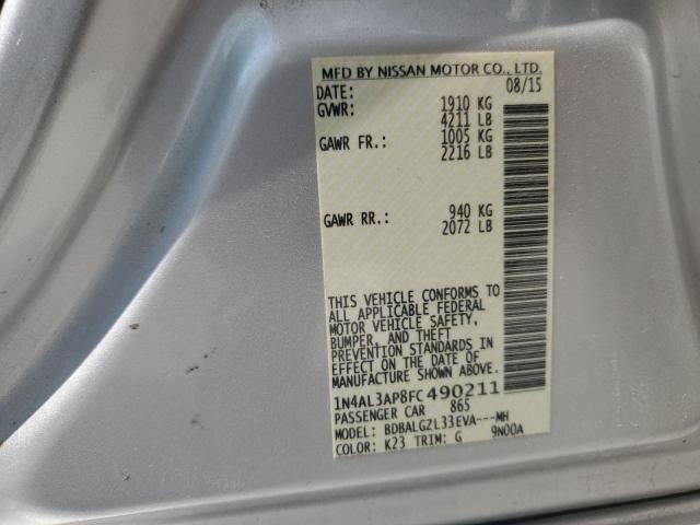 1N4AL3AP8FC490211 - 2015 NISSAN ALTIMA 2.5 SILVER photo 12