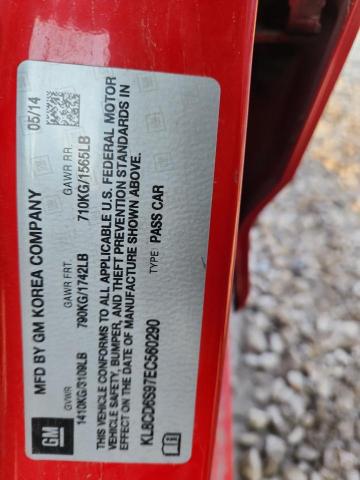 KL8CD6S97EC560290 - 2014 CHEVROLET SPARK 1LT RED photo 12