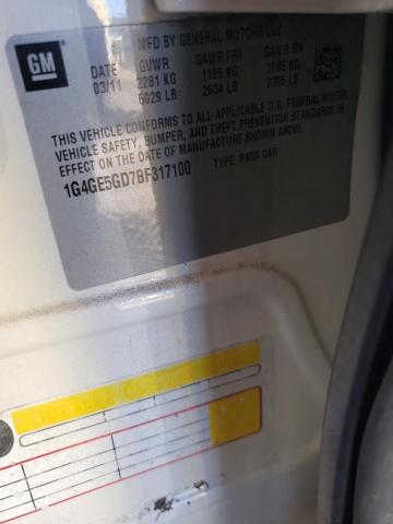 1G4GE5GD7BF317100 - 2011 BUICK LACROSSE CXS WHITE photo 12