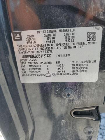 1GNKVGED5BJ137437 - 2011 CHEVROLET TRAVERSE LT BLACK photo 13