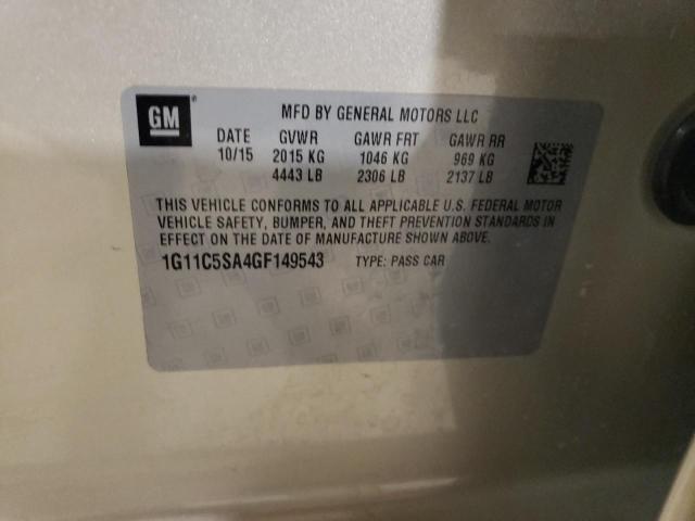 1G11C5SA4GF149543 - 2016 CHEVROLET MALIBU LIM LT Кремовый фото 12