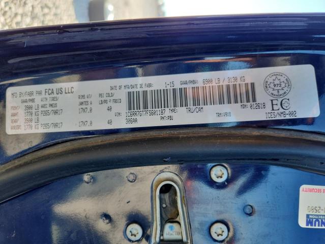 1C6RR7GT7FS601187 - 2015 RAM 1500 SLT Mavi foto 12