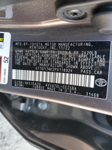 4T1G11AK2PU118924 - 2023 TOYOTA CAMRY SE NIGHT SHADE GRAY photo 12