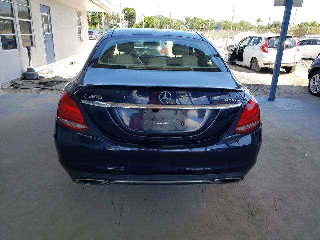 55SWF4KB1HU208625 - 2017 MERCEDES-BENZ C 300 4MATIC BLUE photo 6