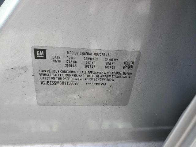 1G1BE5SM3H7156679 - 2017 CHEVROLET CRUZE LT Күміс фото 12