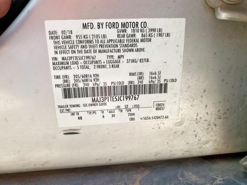 MAJ3P1TE5JC199767 - 2018 FORD ECOSPORT SE Сріблястий фото 12