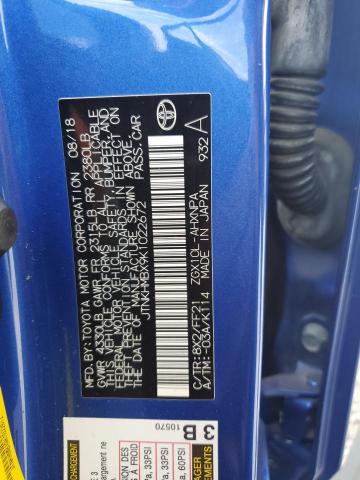 JTNKHMBX9K1022672 - 2019 TOYOTA C-HR XLE 蓝色 照片 12