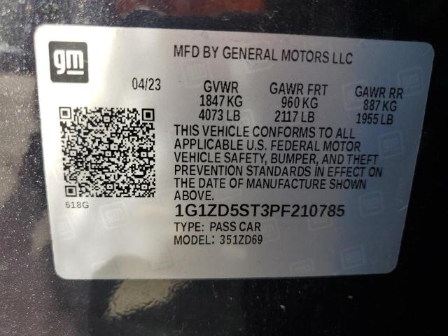 1G1ZD5ST3PF210785 - 2023 CHEVROLET MALIBU LT GRAY photo 12