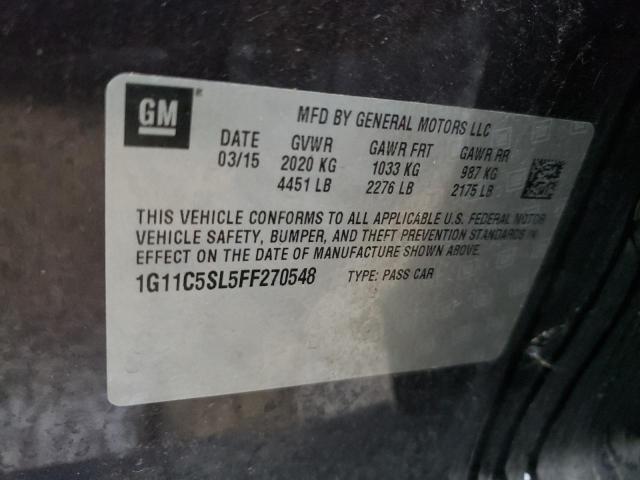 1G11C5SL5FF270548 - 2015 CHEVROLET MALIBU 1LT CHARCOAL photo 12