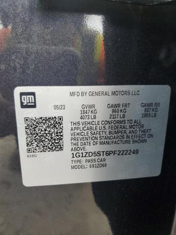 1G1ZD5ST6PF222249 - 2023 CHEVROLET MALIBU LT შავი ფოტო 12