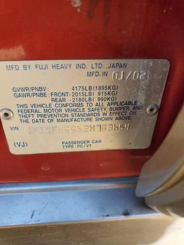 JF1SF65562H753654 - 2002 SUBARU FORESTER S RED photo 12