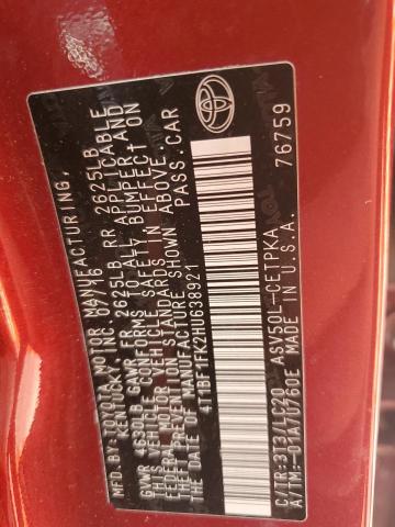 4T1BF1FK2HU638921 - 2017 TOYOTA CAMRY LE RED photo 12