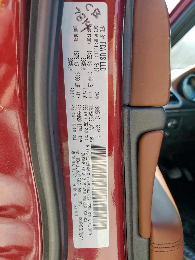 1C4RJFJT6JC173831 - 2018 JEEP GRAND CHER SUMMIT Marron photo 13