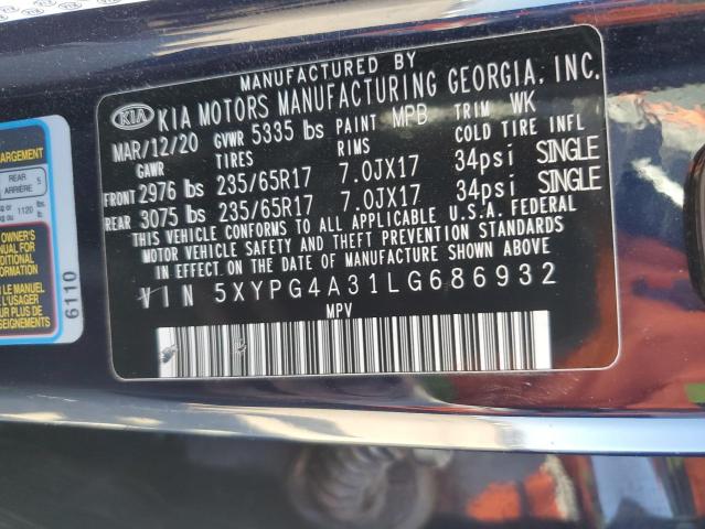 5XYPG4A31LG686932 - 2020 KIA SORENTO L BLUE photo 13