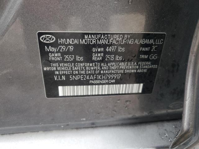 5NPE24AF1KH799917 - 2019 HYUNDAI SONATA SE 灰色 照片 12