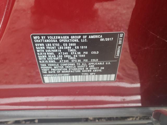 1V2ER2CA2JC512367 - 2018 VOLKSWAGEN ATLAS SEL MAROON photo 14