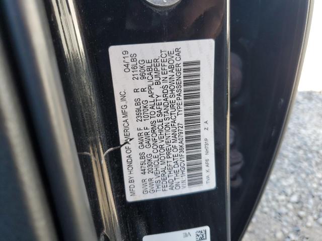 1HGCV1F36KA079727 - 2019 HONDA ACCORD SPORT შავი ფოტო 12