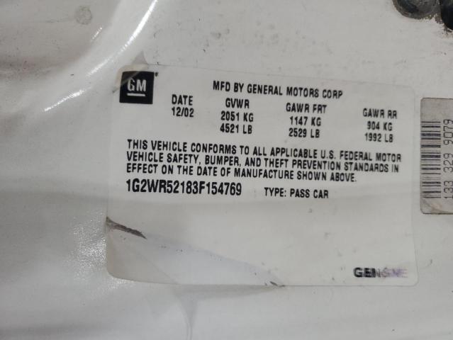 1G2WR52183F154769 - 2003 PONTIAC GRAND PRIX GTP Beyaz fotoğraf 12