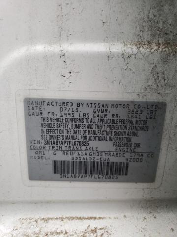 3N1AB7AP7FL670825 - 2015 NISSAN SENTRA S WHITE photo 12